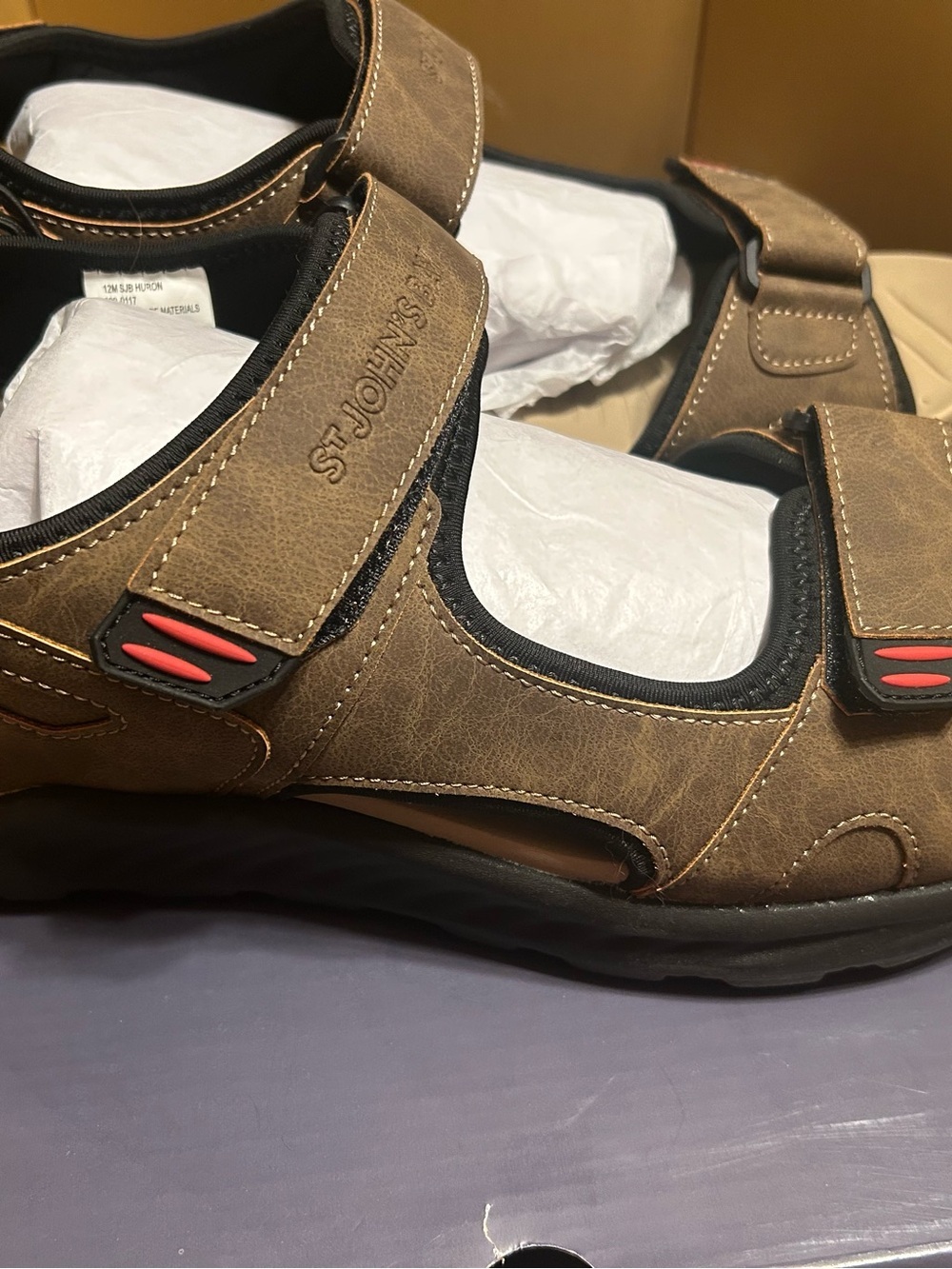 St John's Bay Men's Strap Sandals SJB Huron Size 12M New In Box - Picture 2 of 11
